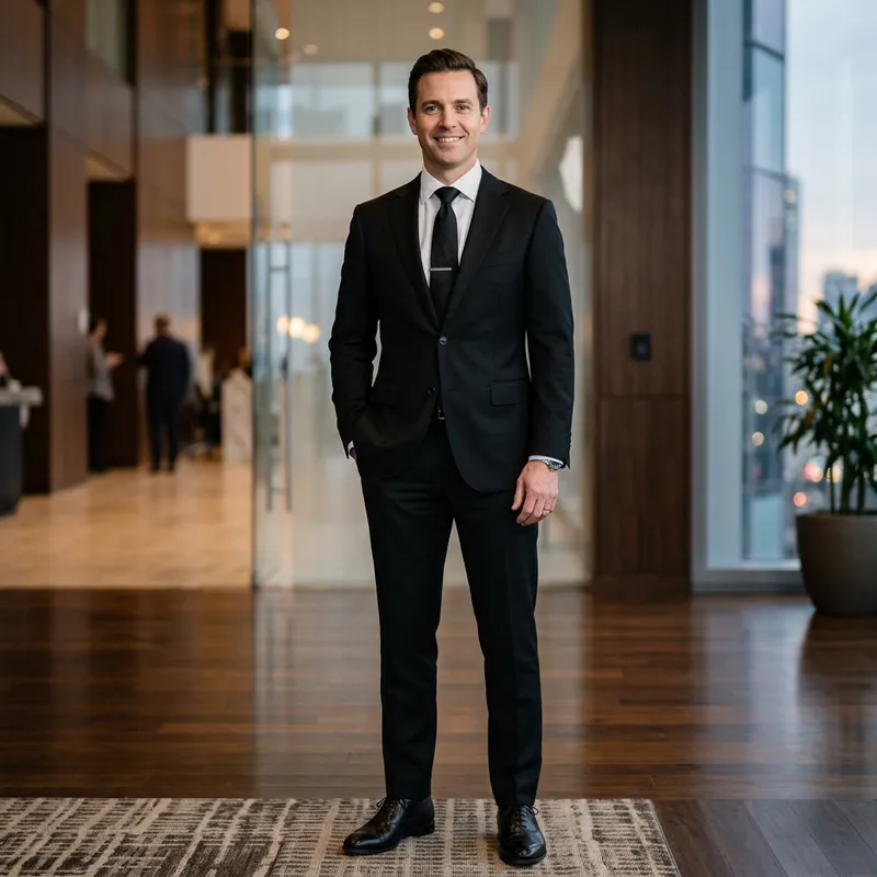 Stylish White Man in Classic Black Suit Stylish White Man in Classic Black Suit