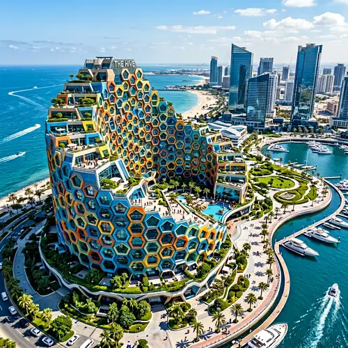 Futuristic Honeycomb-Inspired Hotel with Pentagon-Shaped Windows