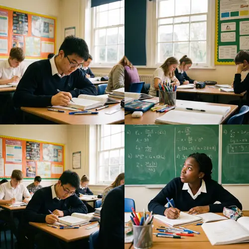 Engaging Classroom Scene with Two Dedicated Students