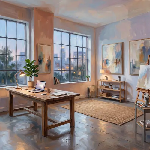 Office Studio Digital Painting with Spaciousness and Productivity