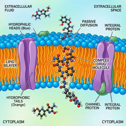 Drug Molecule Crossing Membrane: Intricate Pharmacokinetics