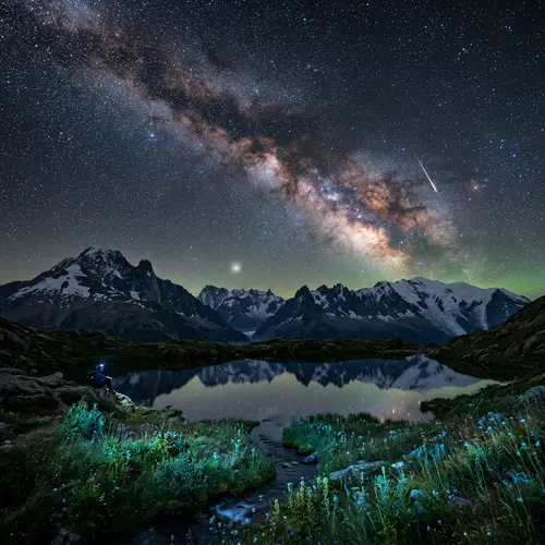 Stunning Night Sky over Mountain Peaks