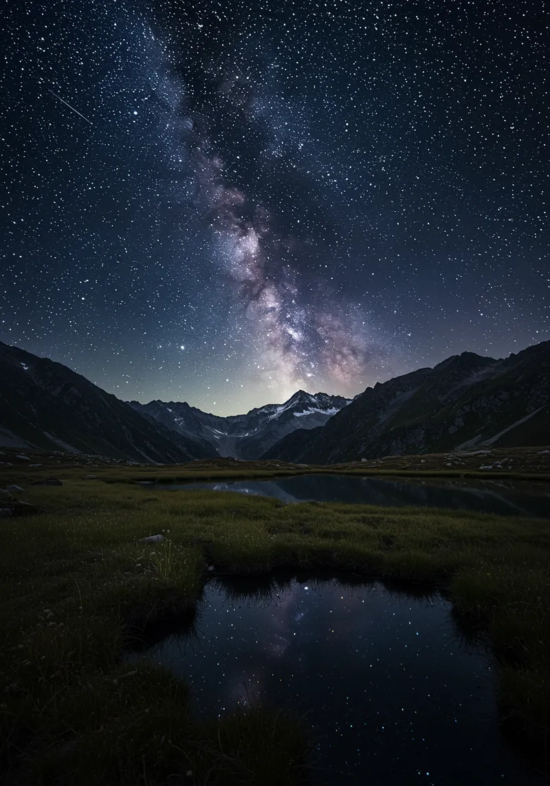 Stunning Night Sky over Mountain Peaks