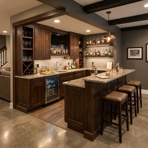 Create Your Dream Wet Bar in 10x8 Basement Space