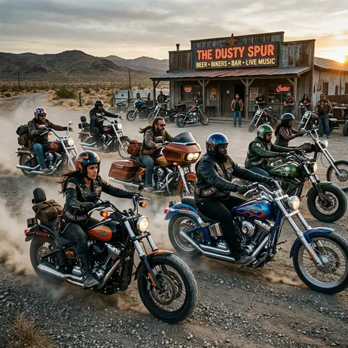 Diverse Group of Tough Bikers | Custom Motorcycles & Rugged Style