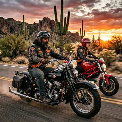 The Bandidos Motorcycle Group: Desert Ride with Diverse Riders