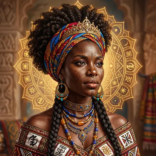 Regal African Queen - Hyper-Realistic Illustration Style
