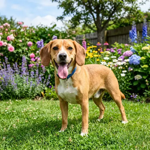 Playful Medium-Sized Dog in Bright Backyard | Dog Breed Description