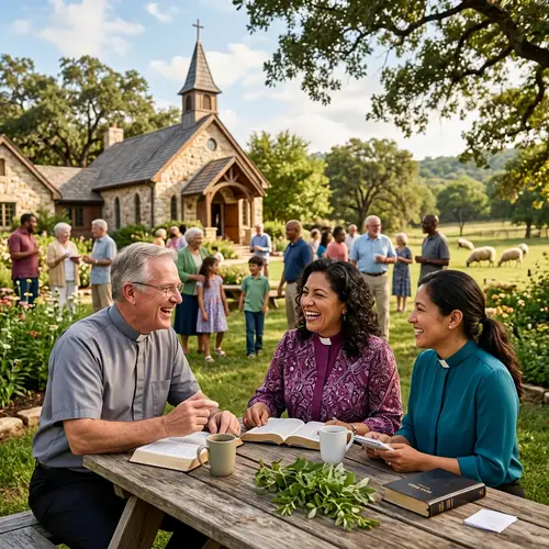 Male Pastor Engaging with Female Pastors | Flock Interest & Joyful Interactions