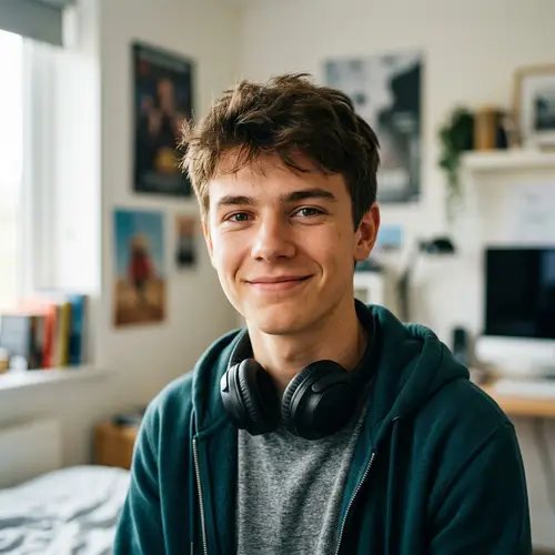18-Year-Old Guy Looking Into the Camera