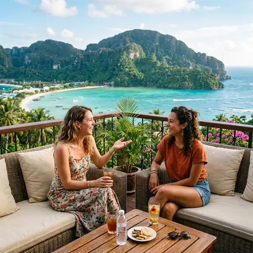 Women Talking on a Beautiful Island