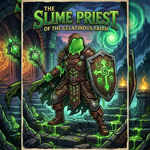 Green Slime Priest Cartoon Character Art