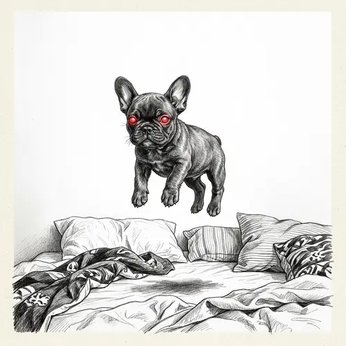 Eerie Monochromatic French Bulldog Puppy Drawing