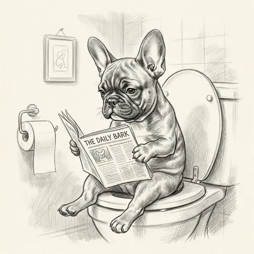 Adorable French Bulldog Puppy Sketch - Humorous Pet Portrait