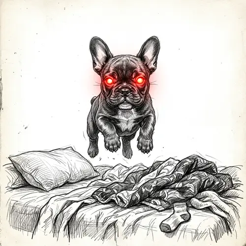 Monochromatic French Bulldog Puppy Sketch with Mystical Aura