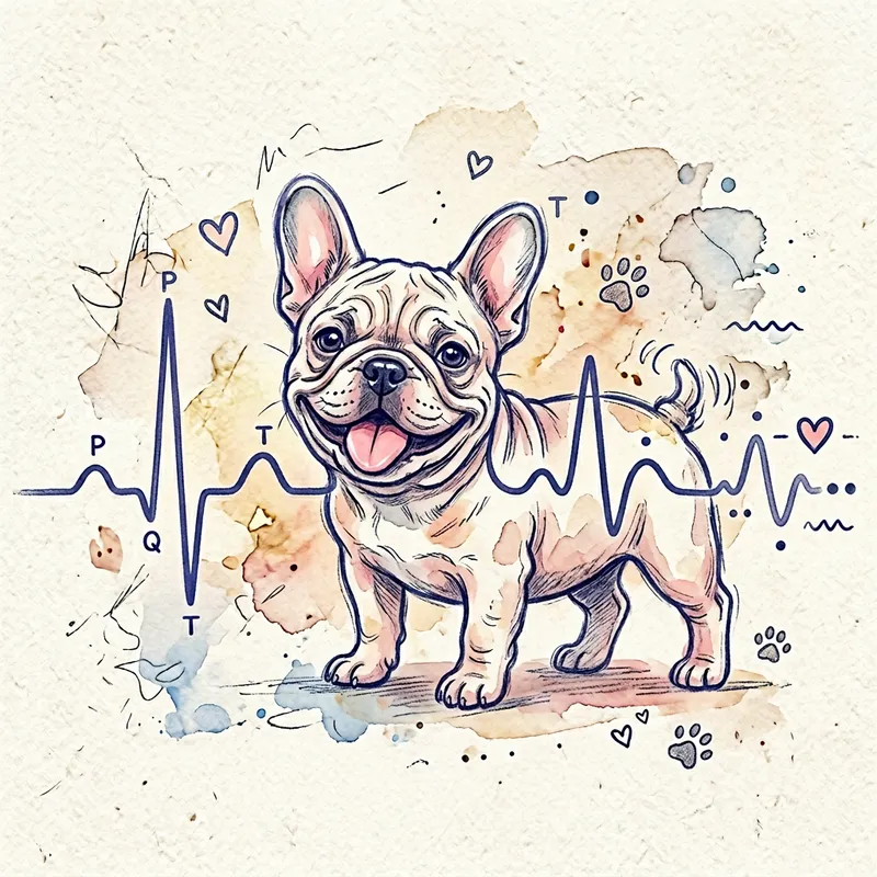 Cheerful French Bulldog Puppy in ECG Line Art