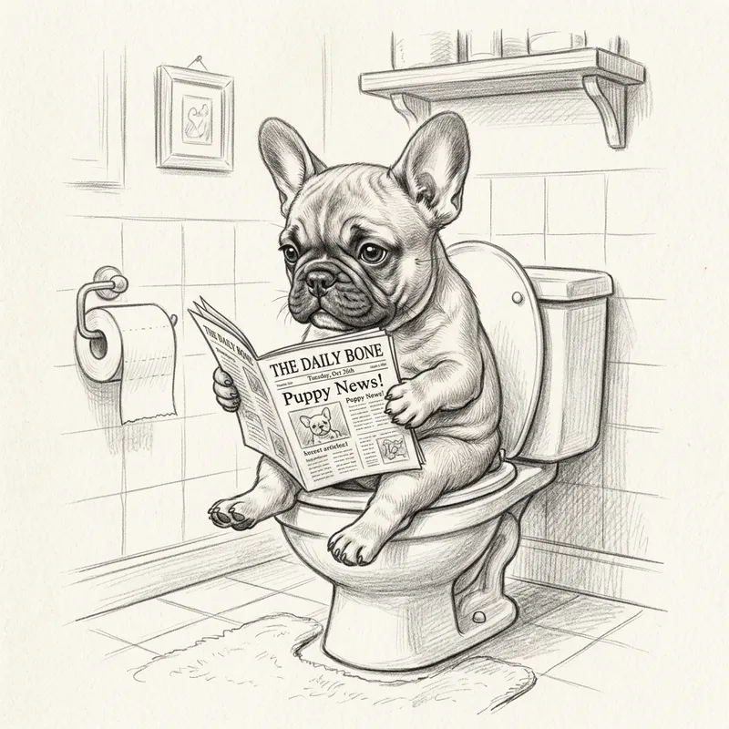 Charming French Bulldog Puppy Sketch - Whimsical Pet Portrait