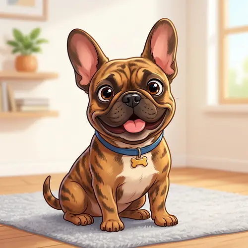 Cartoonish French Bulldog: Adorable and Cheerful Canine Character