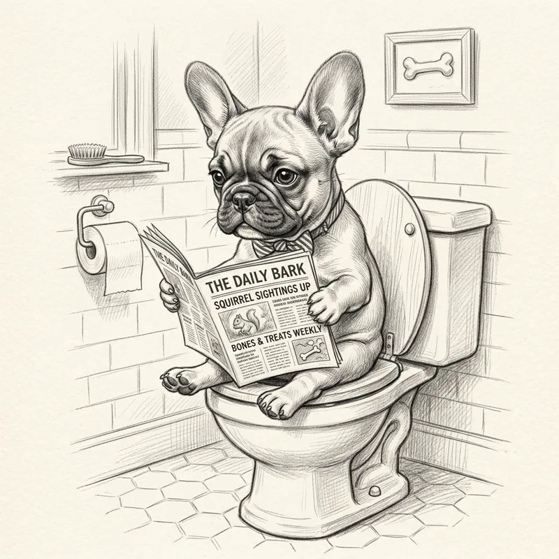 Adorable French Bulldog Puppy Pencil Sketch