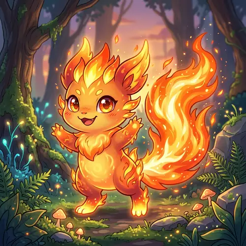 Vibrant Flame-inspired Pokemon | Fiery Creature Concept