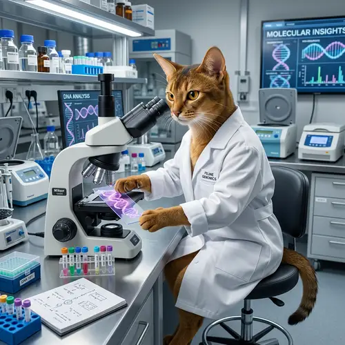 Elegant Cat Scientist: DNA Experiments in High-Tech Lab