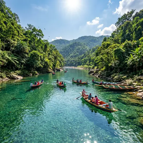 Dawki River in Meghalaya: Crystal Clear Waters & Colorful Boats