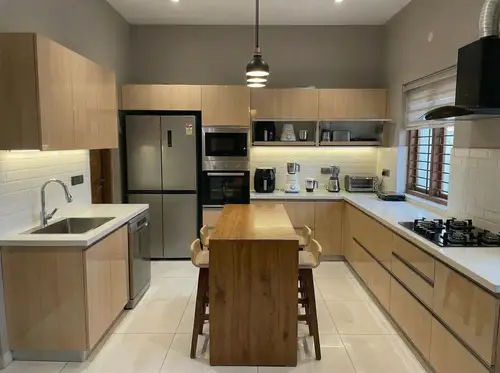 Complete Modular Kitchen Design with Breakfast Table