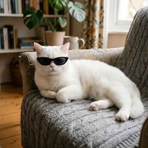 Stylish Domestic Cat with Sunglasses - Unmatchable Coolness