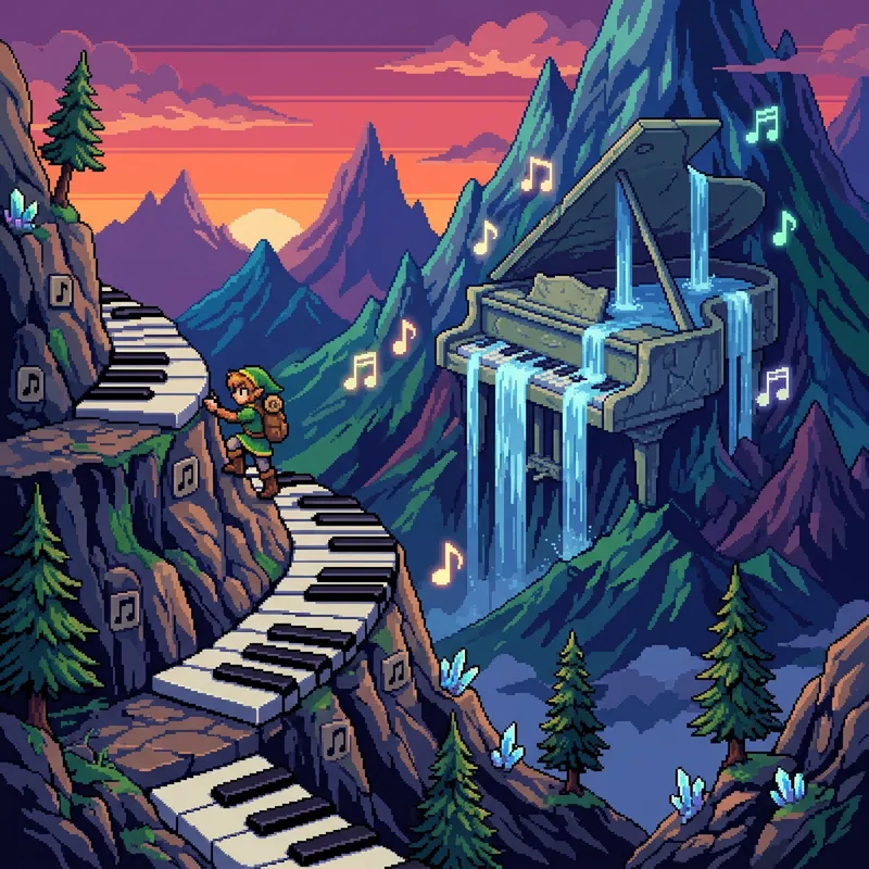 Fantasy Pixel Art: Climbing a Musical Mountain