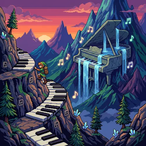 Fantasy Pixel Art: Climbing a Musical Mountain