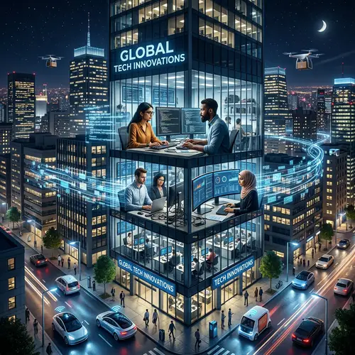 Nighttime Computing: Innovative Tech Work in Cityscape