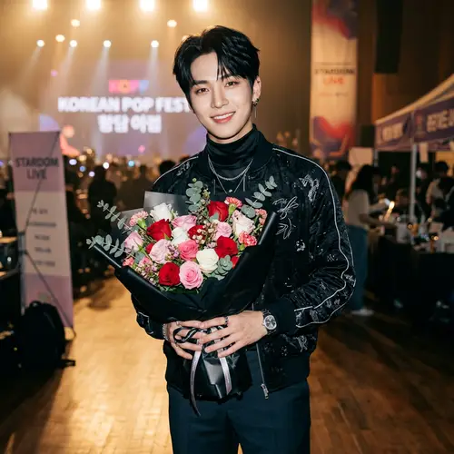 South Korean Male Pop Singer with Roses | Modern Pop Style