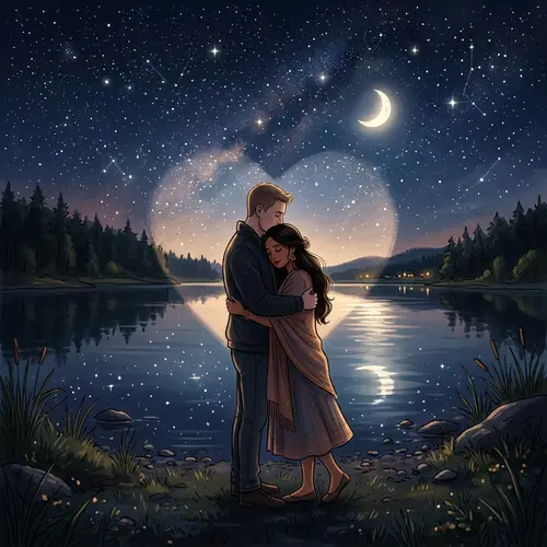 Romantic Starry Night Illustration | Moments of Love
