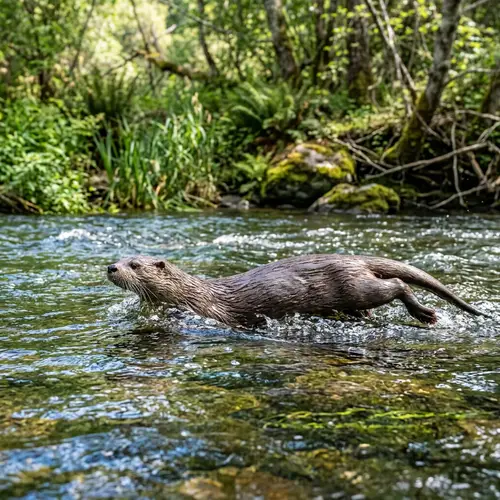 Cute Otter Swimming in Water