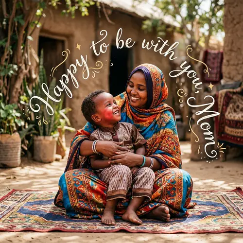 Somali Mother and Son Embrace: Happy Moment Together