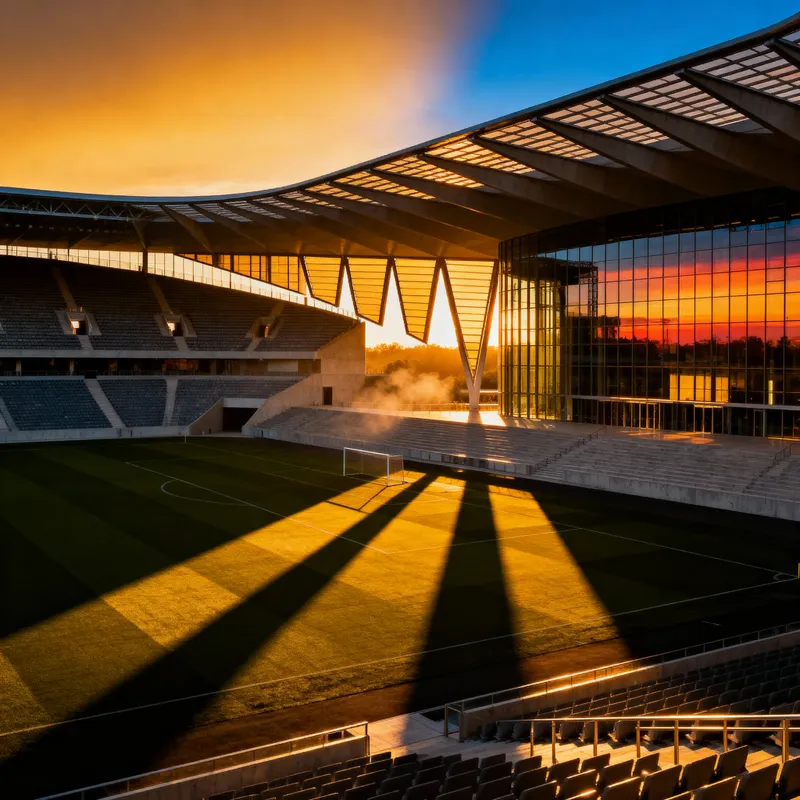 Stunning Modern Football Stadium at Sunset