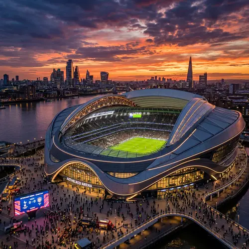 Stunning Modern Football Stadium at Sunset