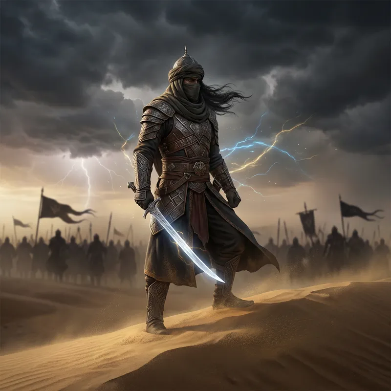 Courageous Arabian Warrior in Awe-Inspiring Battle