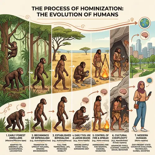 Evolution of Hominization: Infographic Depicting Human Evolution