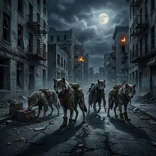 Undead Wolves in Post-Apocalyptic City - Survival Amid Chaos