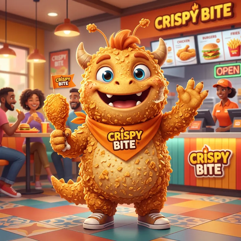 Crispy Bite Fast Food Mascot Design Crispy Bite Fast Food Mascot Design
