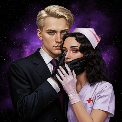 Mysterious Russian Mobster in a Cosmic Oil Painting