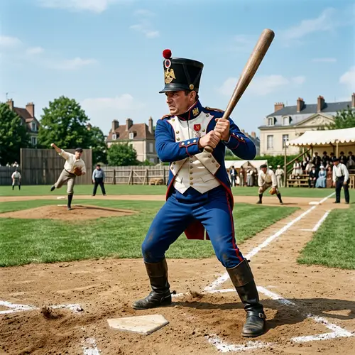 Napoleonic Soldier Playing Baseball