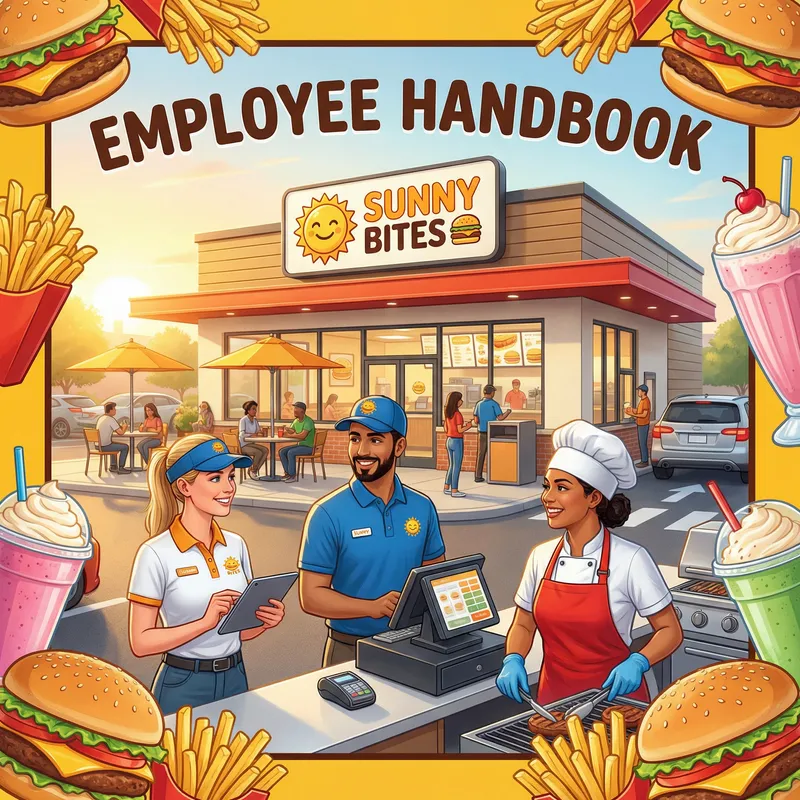 Vibrant Fast Food Restaurant Employee Handbook Cover