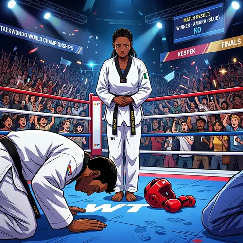 Taekwondo Knockout in Wrestling Ring | Anime Style Scene