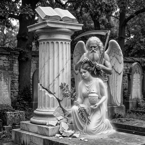 Marble Monument Depicting Symbols of Freemasonry