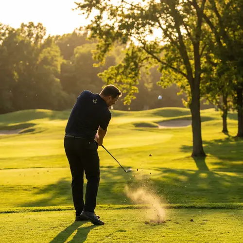 Master Mason Golfer Swing on Vibrant Golf Course