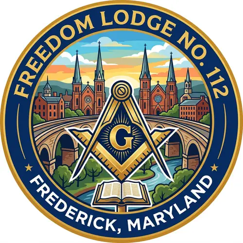 Vibrant Masonic Logo with Frederick Skyline