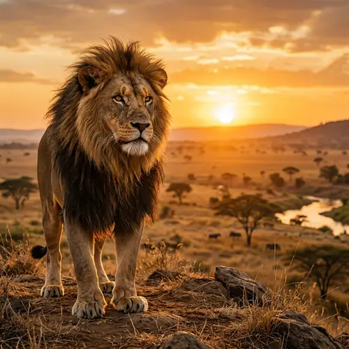 Majestic Lion of Judah in the Golden Savannah