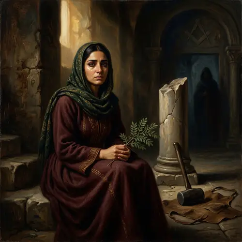 Symbolic Painting of Freemasonry with Weeping Virgin: Classical Renaissance Style